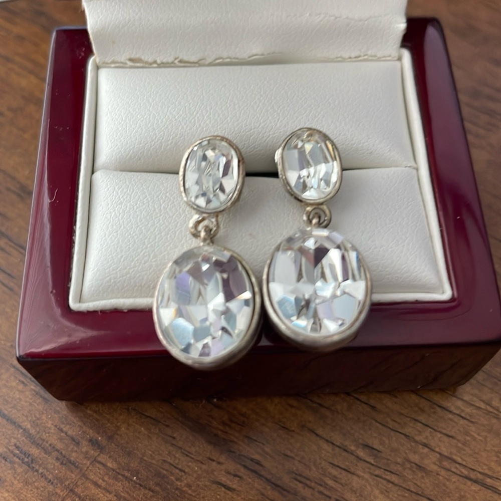 Silver rhinestone drop earrings